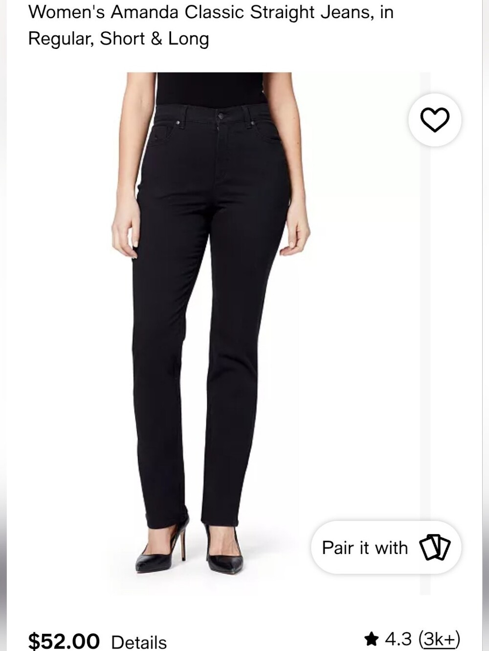 Gloria Vanderbilt Amanda Black High Rise Tapered Leg Jeans | NWT l 10 Tall